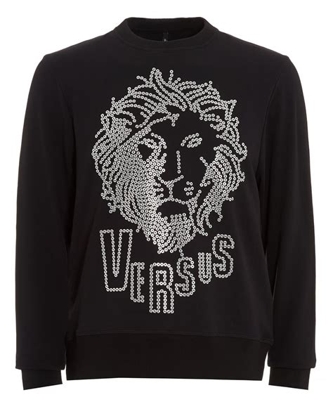 versus versace maxi lion crew neck sweatshirt|Versace Versus Embroidered Lion Logo Sweatshirt Black .